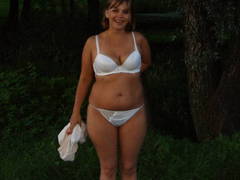 Exposed photos of my exwife posing outdoor in her lingerie from our secret intimate photo album. Image 8