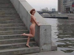 That's a nasty chick posing totally nude on Moscow streets! Image 7