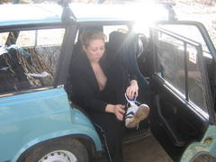 See my wife's naked pics posing in the open air on the meadow and sitting on my car. Image 6