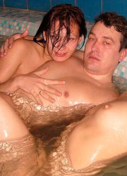 Real couples fucking and changing partners in the pool Image 6